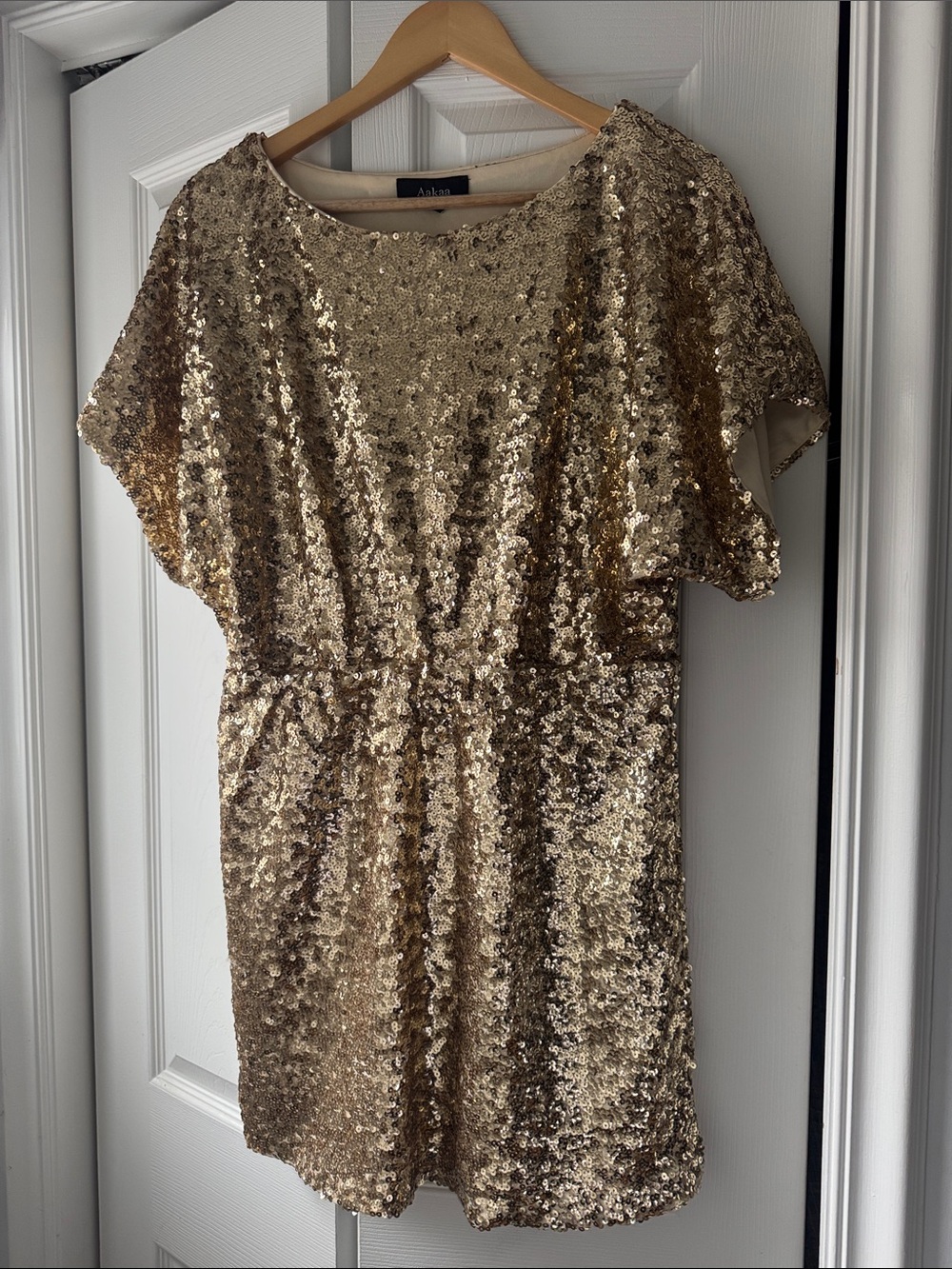 Aakaa Gold Sequin Mini Dress